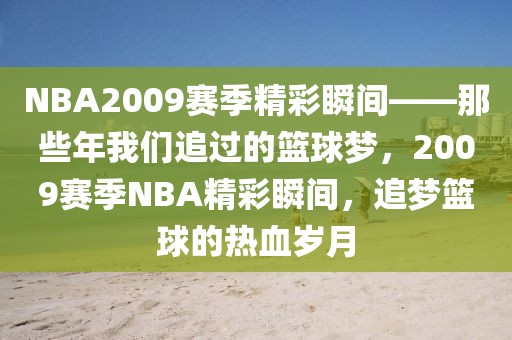 NBA2009赛季精彩瞬间——那些年我们追过的篮球梦，2009赛季NBA精彩瞬间，追梦篮球的热血岁月