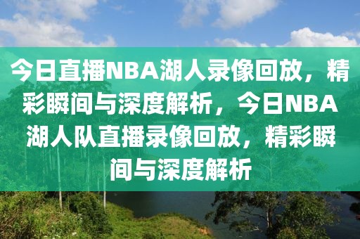 今日直播NBA湖人录像回放，精彩瞬间与深度解析，今日NBA湖人队直播录像回放，精彩瞬间与深度解析